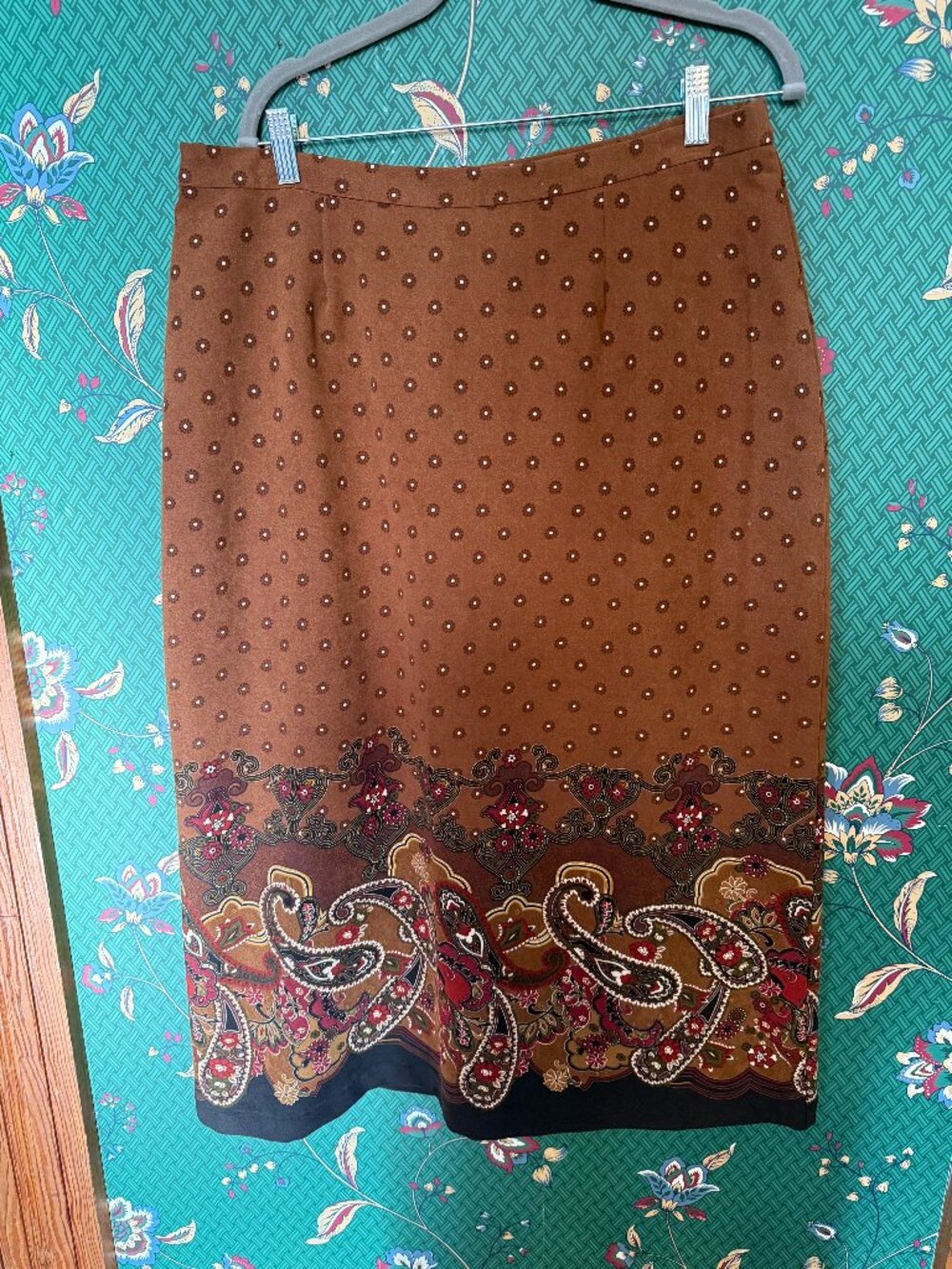 Women's Boho Paisley Skirt- Brown